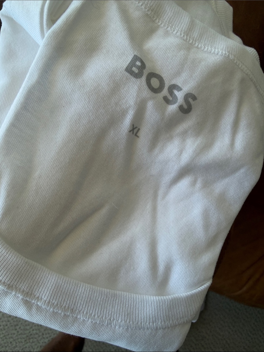 Boss White Crewneck Sweatshirt with Gray Logo